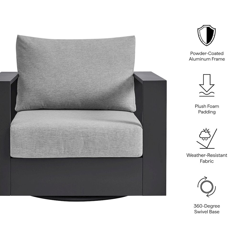 Tahoe Outdoor Patio Powder-Coated Aluminum Swivel Armchair