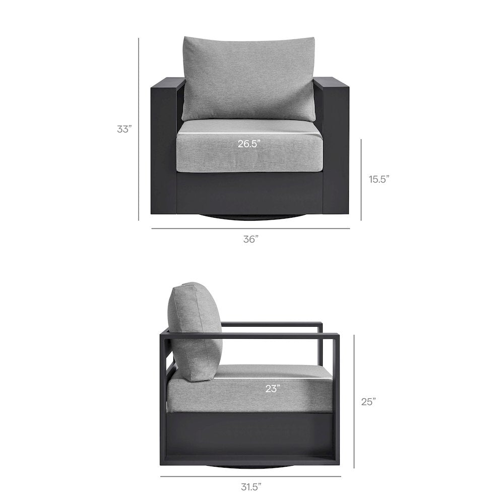 Tahoe Outdoor Patio Powder-Coated Aluminum Swivel Armchair