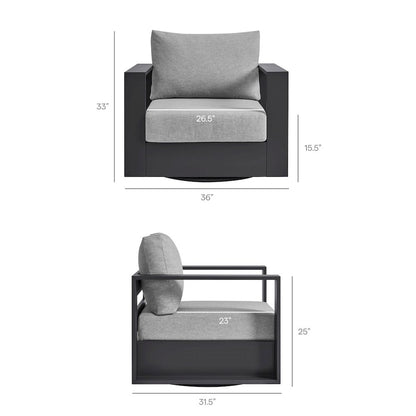 Tahoe Outdoor Patio Powder-Coated Aluminum Swivel Armchair