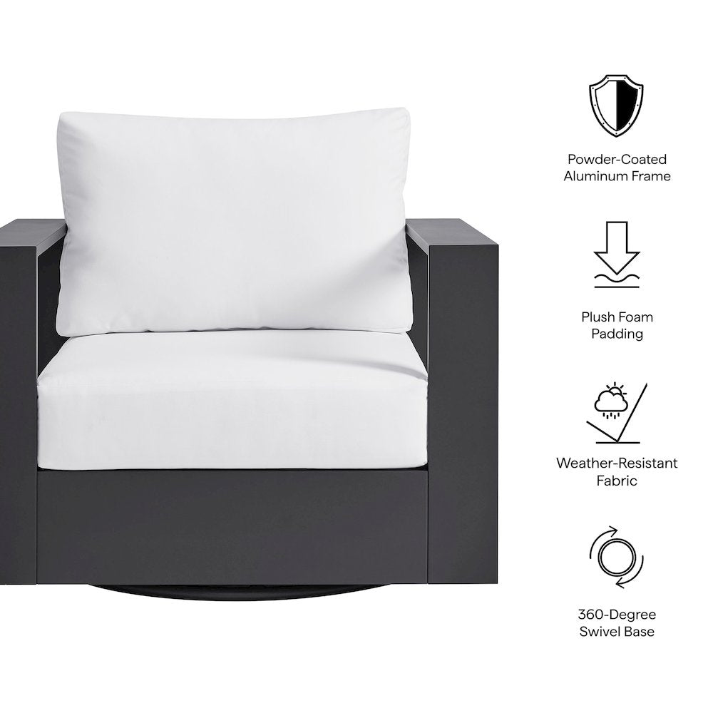 Tahoe Outdoor Patio Powder-Coated Aluminum Swivel Armchair
