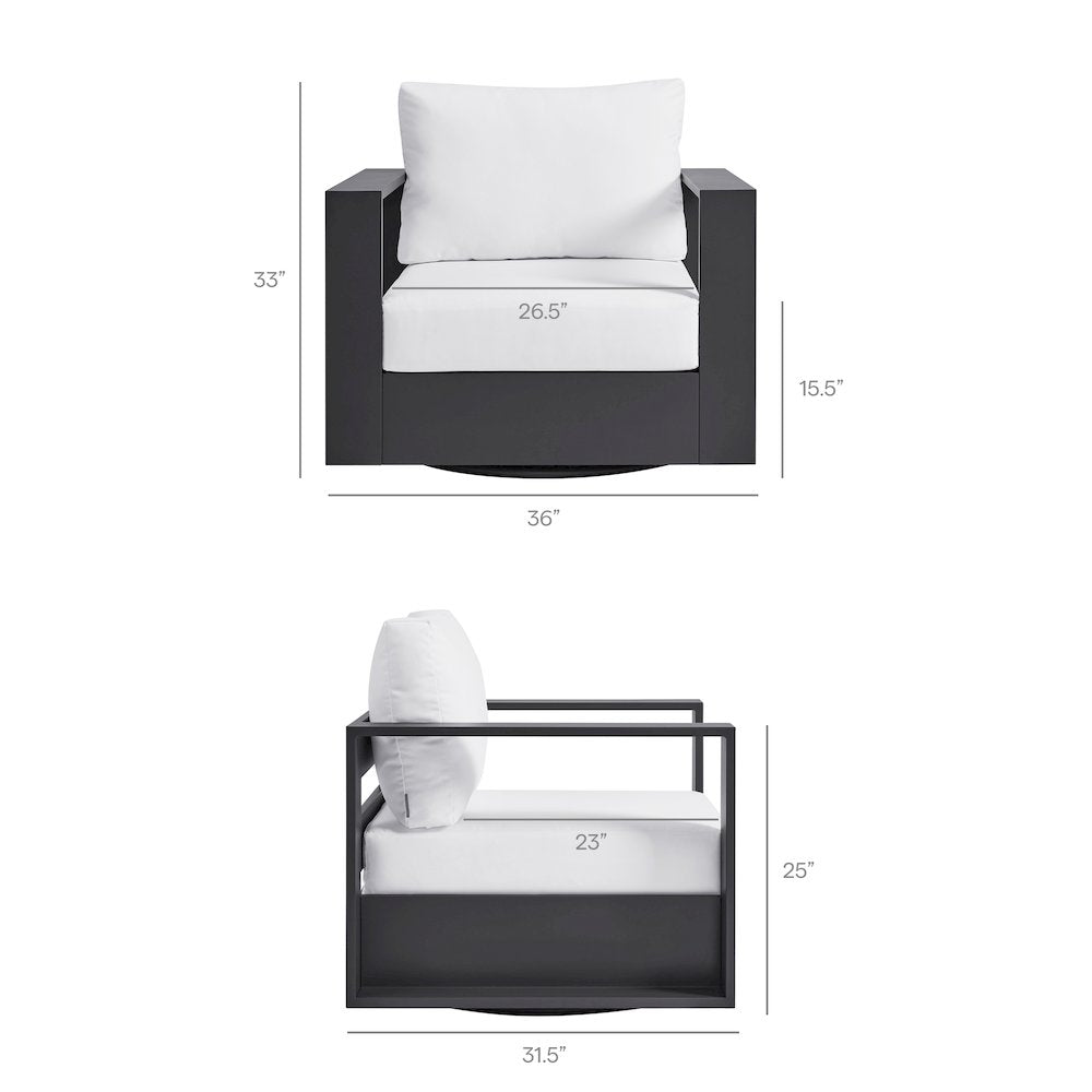Tahoe Outdoor Patio Powder-Coated Aluminum Swivel Armchair
