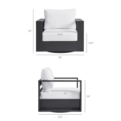 Tahoe Outdoor Patio Powder-Coated Aluminum Swivel Armchair