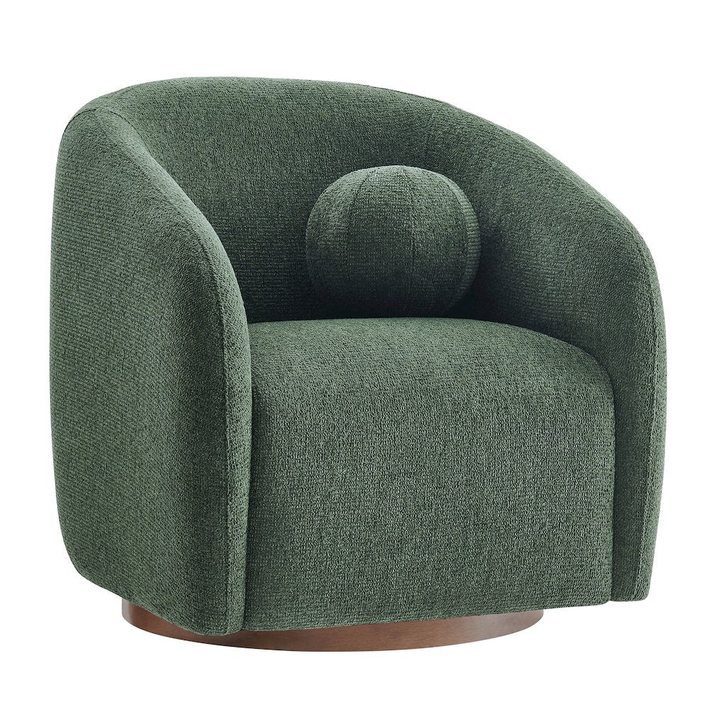 Holland Swivel Chenille Fabric Armchair - Pine