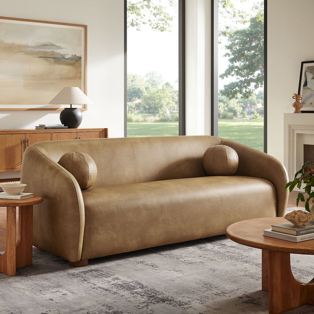 Holland 85" Vegan Leather Sofa - Toast