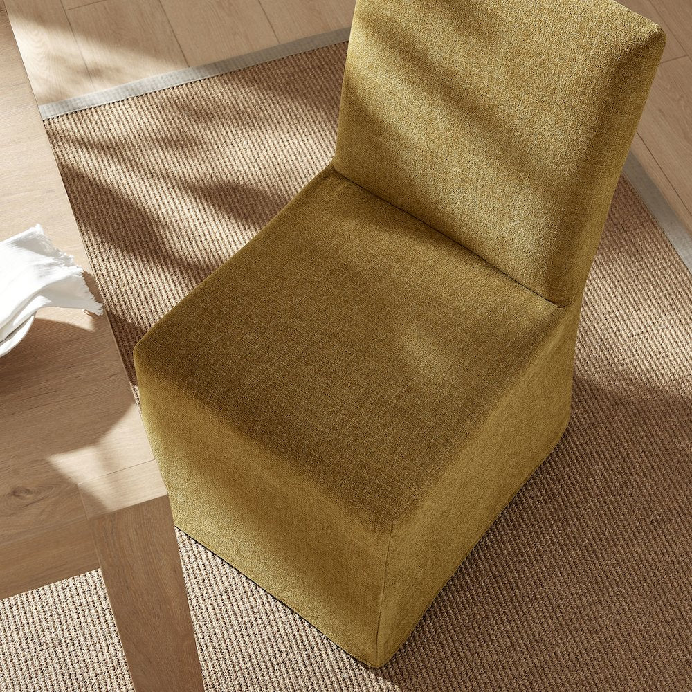 Aster Slub Weave Fabric Slipcovered Dining Chairs Set of 2 - Copper