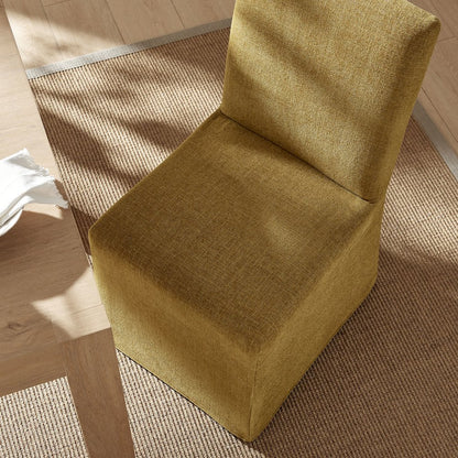 Aster Slub Weave Fabric Slipcovered Dining Chairs Set of 2 - Copper