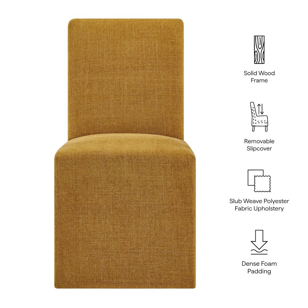 Aster Slub Weave Fabric Slipcovered Dining Chairs Set of 2 - Copper
