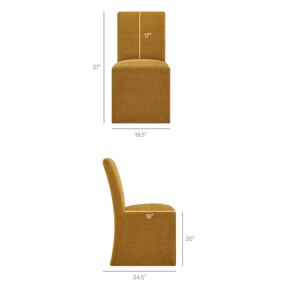 Aster Slub Weave Fabric Slipcovered Dining Chairs Set of 2 - Copper