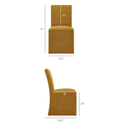 Aster Slub Weave Fabric Slipcovered Dining Chairs Set of 2 - Copper