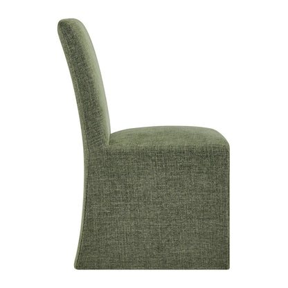 Aster Slub Weave Fabric Slipcovered Dining Chairs Set of 2 - Foliage