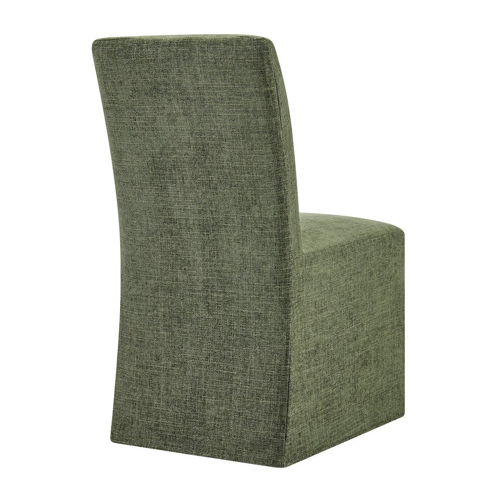 Aster Slub Weave Fabric Slipcovered Dining Chairs Set of 2 - Foliage