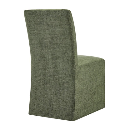 Aster Slub Weave Fabric Slipcovered Dining Chairs Set of 2 - Foliage