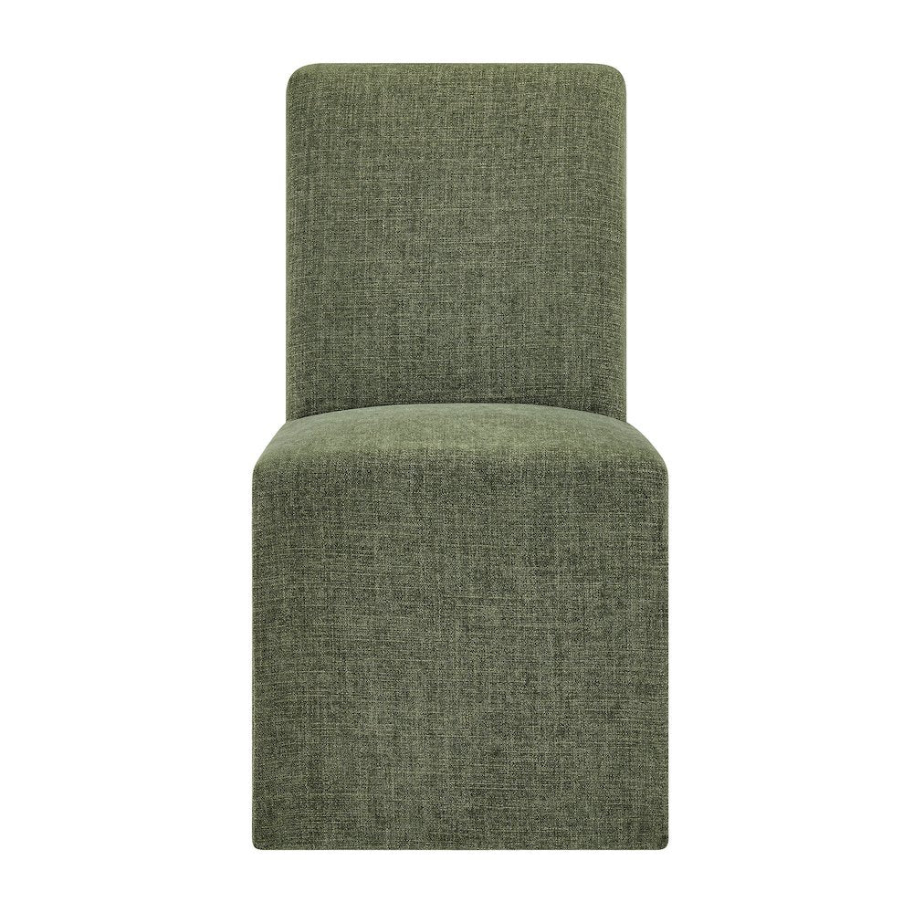 Aster Slub Weave Fabric Slipcovered Dining Chairs Set of 2 - Foliage