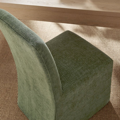 Aster Slub Weave Fabric Slipcovered Dining Chairs Set of 2 - Foliage