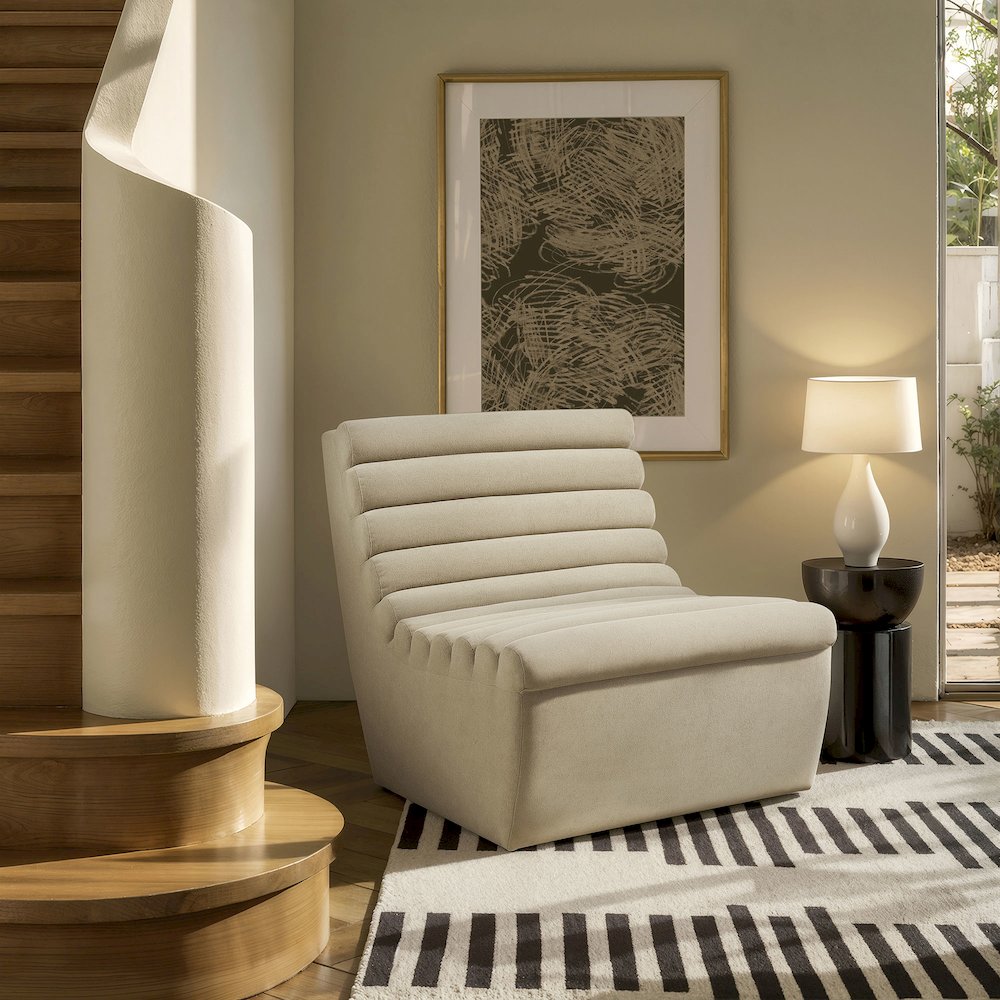 Corbin Performance Fleece Armless Accent Chair - Bisque