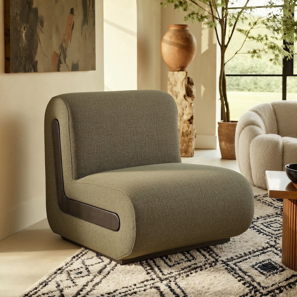 Denby Linen Blend Accent Chair - Olive