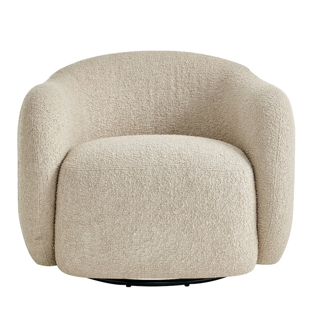 Selby Textured Woven Fabric Swivel Accent Chair - Linen