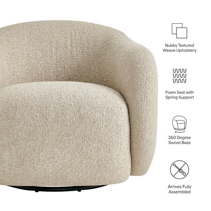 Selby Textured Woven Fabric Swivel Accent Chair - Linen