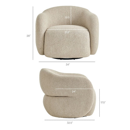 Selby Textured Woven Fabric Swivel Accent Chair - Linen