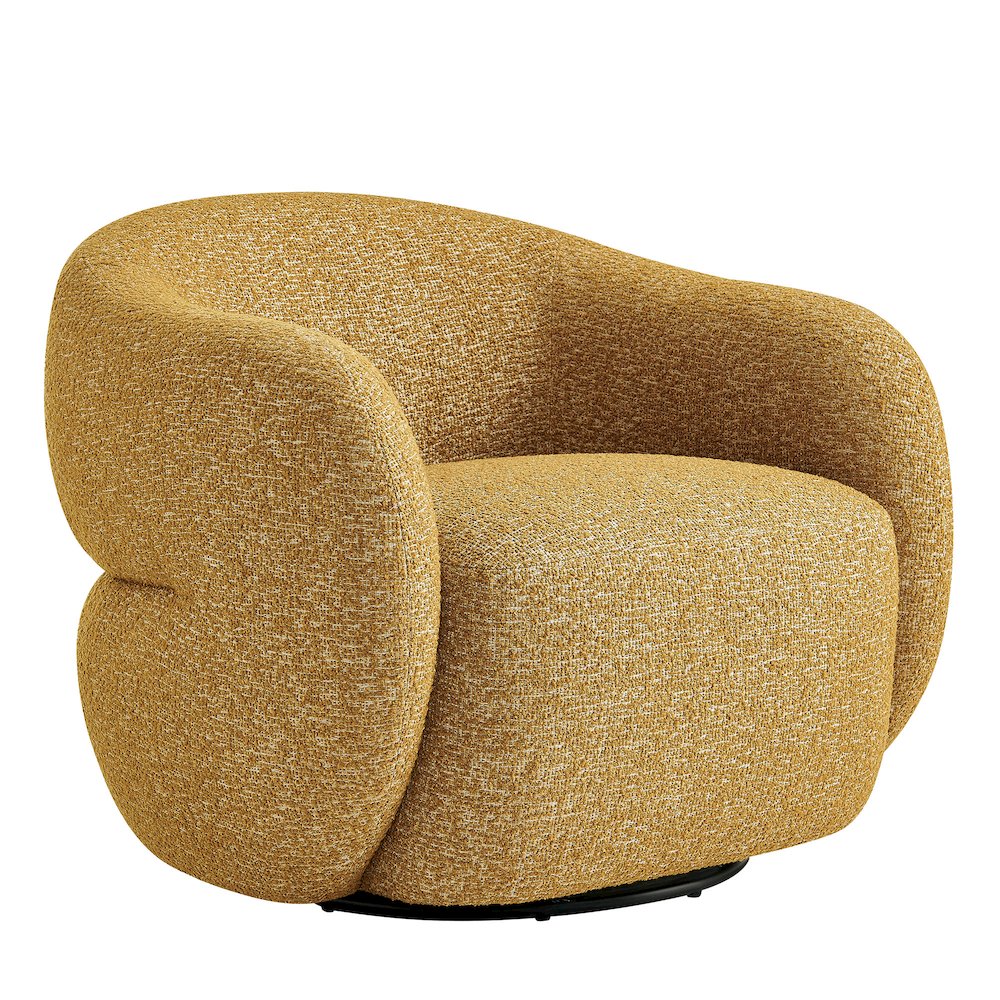 Selby Textured Woven Fabric Swivel Accent Chair - Mustard