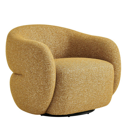 Selby Textured Woven Fabric Swivel Accent Chair - Mustard