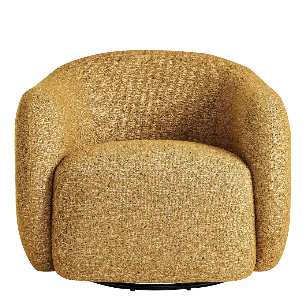 Selby Textured Woven Fabric Swivel Accent Chair - Mustard