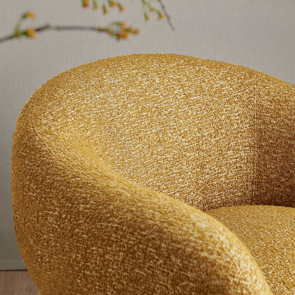 Selby Textured Woven Fabric Swivel Accent Chair - Mustard
