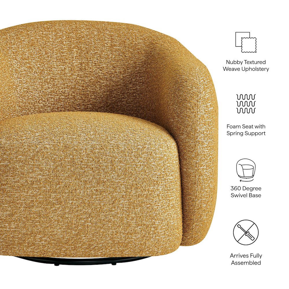 Selby Textured Woven Fabric Swivel Accent Chair - Mustard
