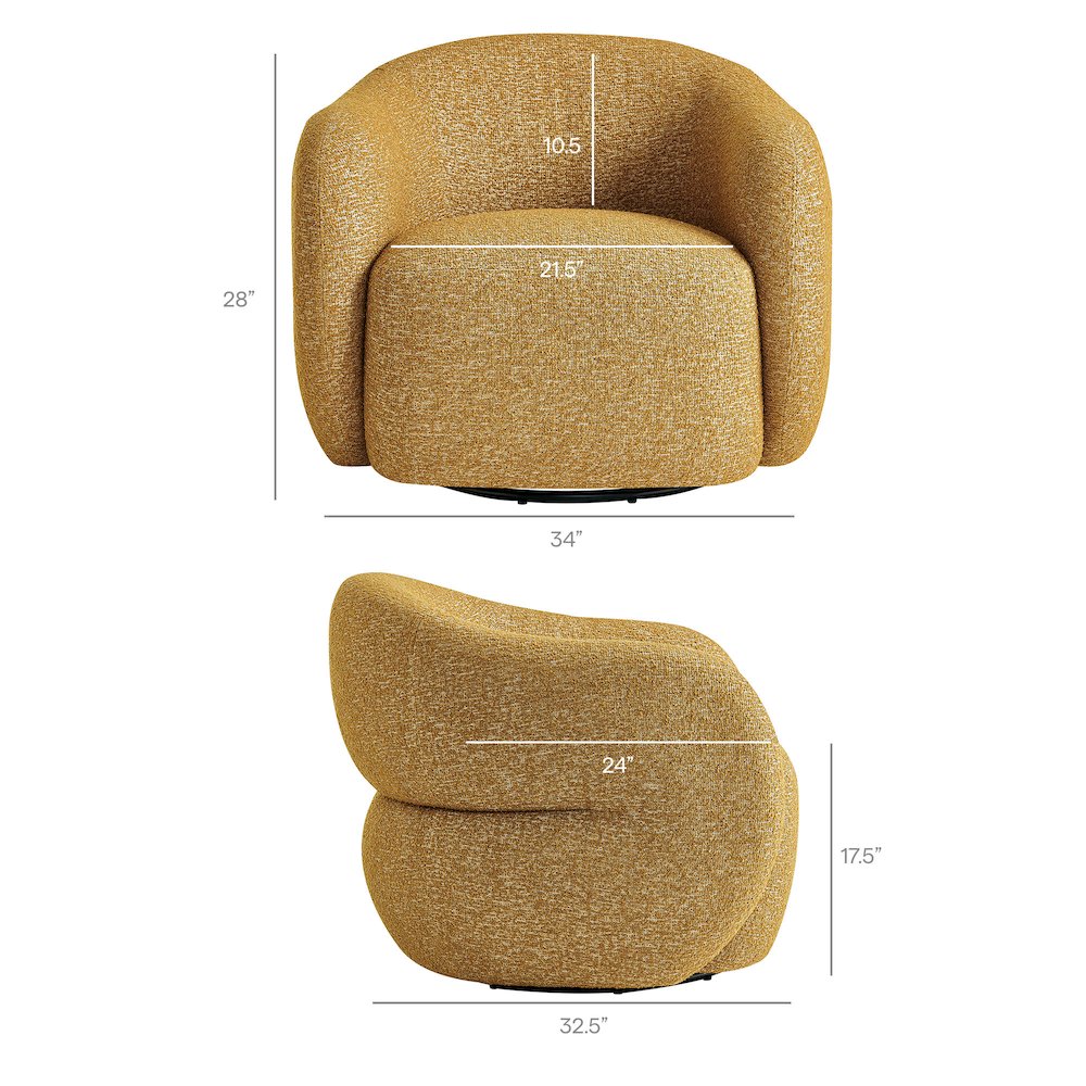 Selby Textured Woven Fabric Swivel Accent Chair - Mustard