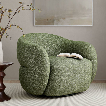 Selby Textured Woven Fabric Swivel Accent Chair - Olive