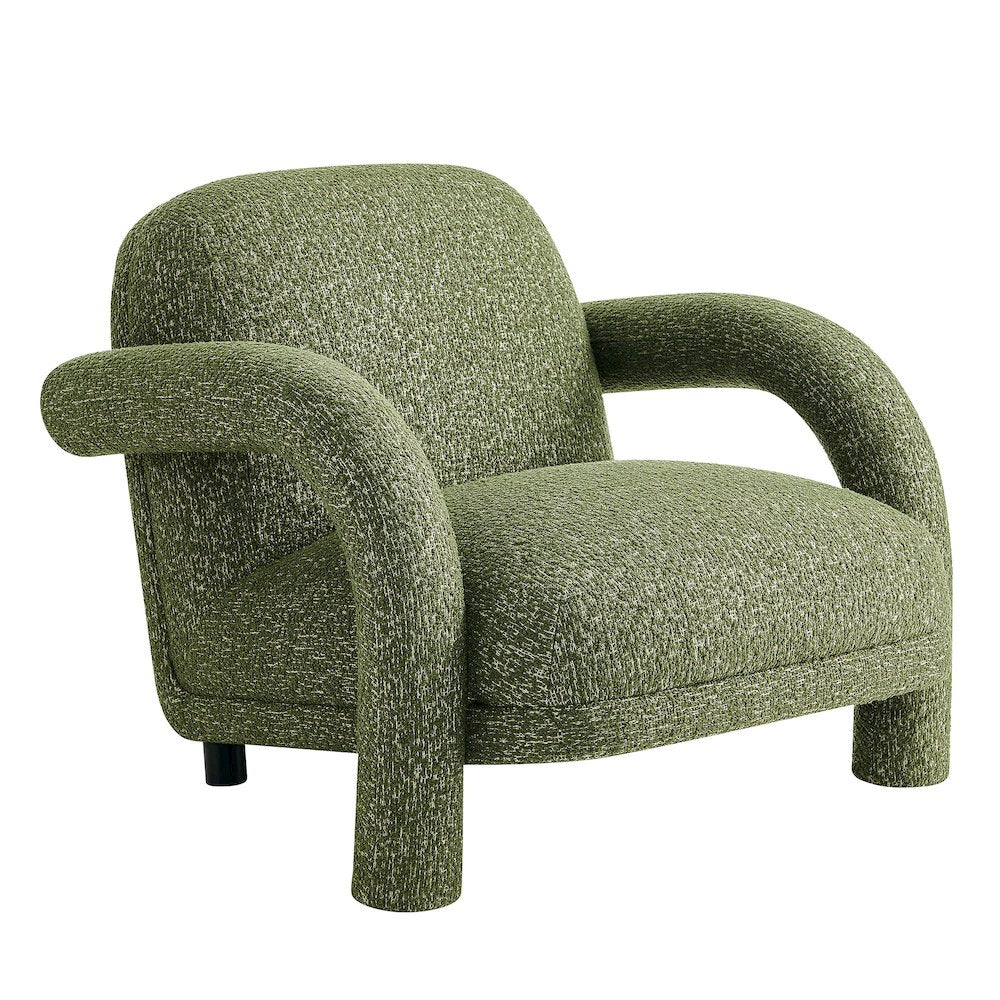 Ferris Textured Woven Fabric Lounge Chair - Olive