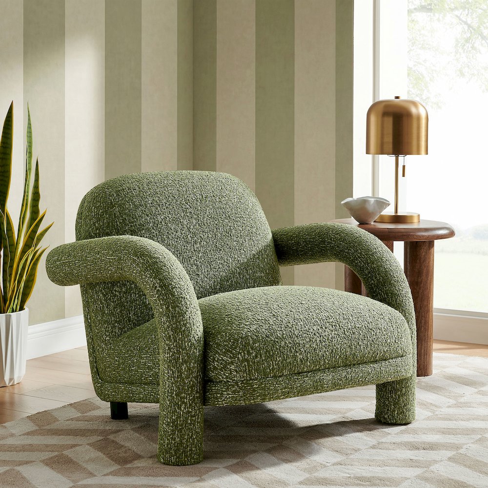 Ferris Textured Woven Fabric Lounge Chair - Olive