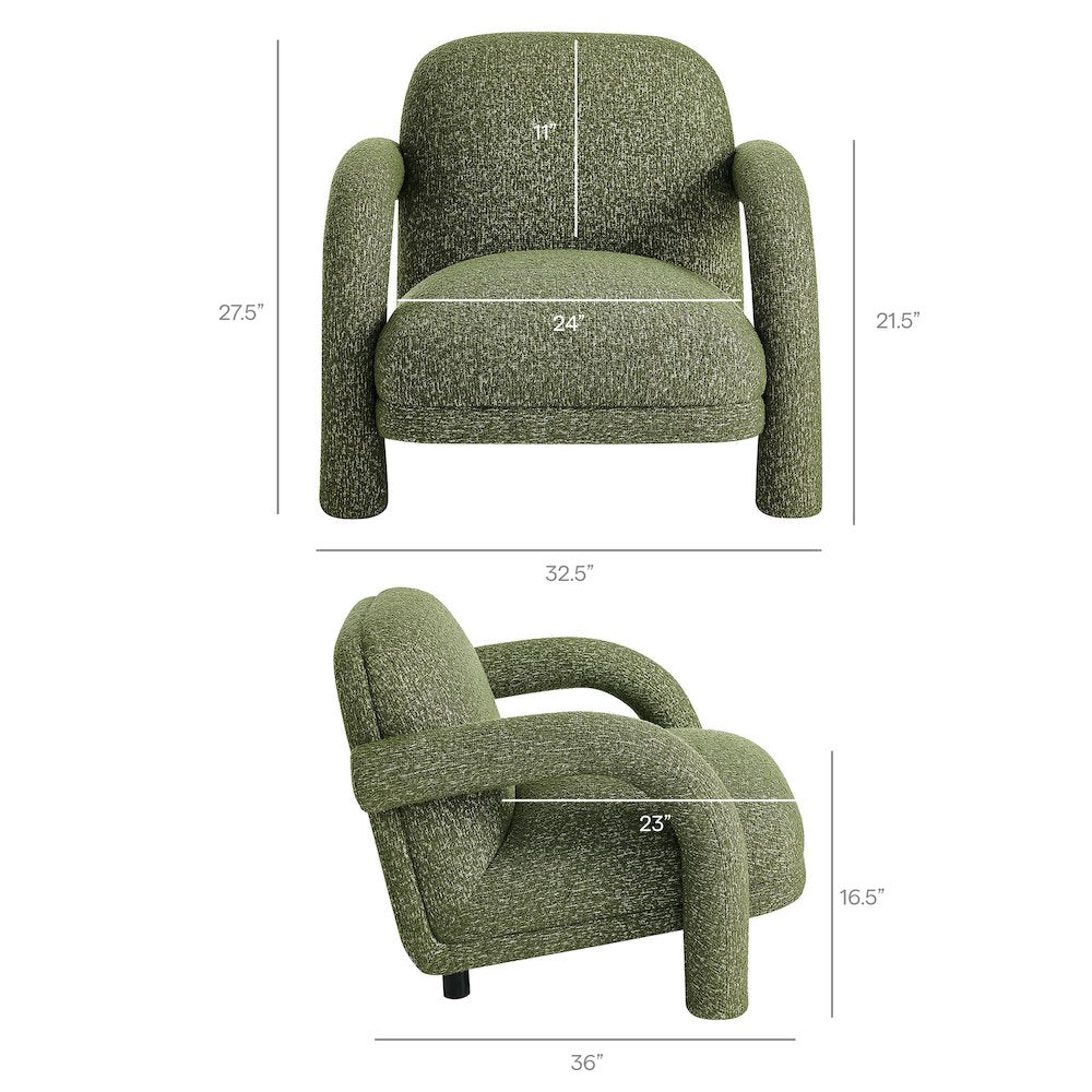 Ferris Textured Woven Fabric Lounge Chair - Olive