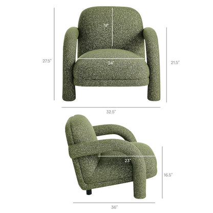 Ferris Textured Woven Fabric Lounge Chair - Olive