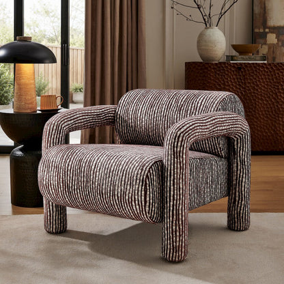 Quill Patterned Woven Fabric Accent Chair - Maroon