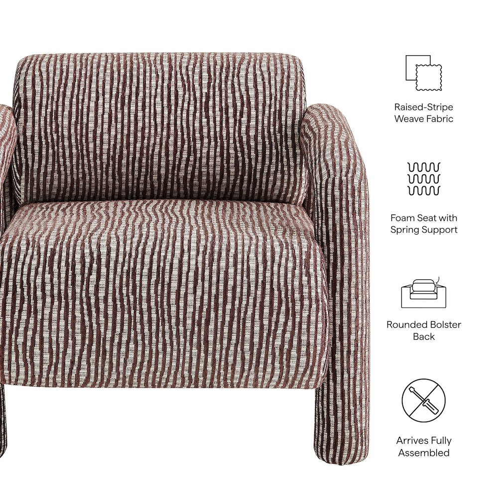 Quill Patterned Woven Fabric Accent Chair - Maroon