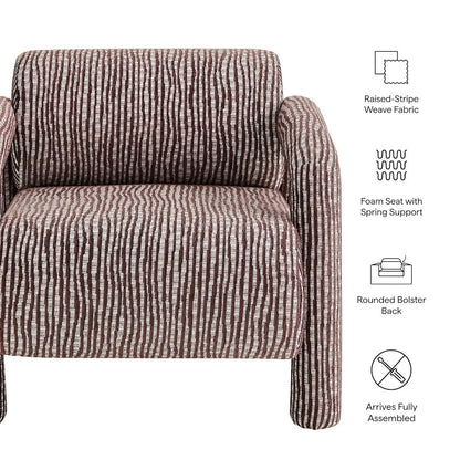 Quill Patterned Woven Fabric Accent Chair - Maroon