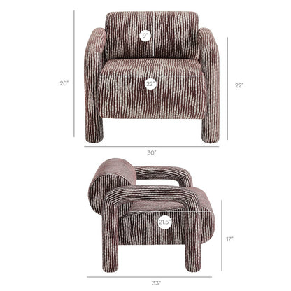 Quill Patterned Woven Fabric Accent Chair - Maroon