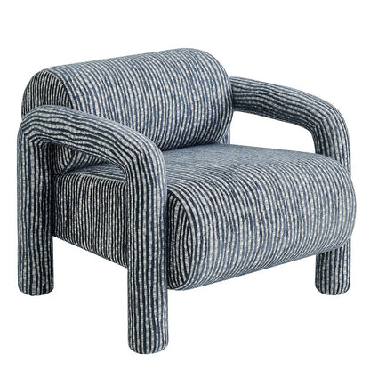 Quill Patterned Woven Fabric Accent Chair - Navy