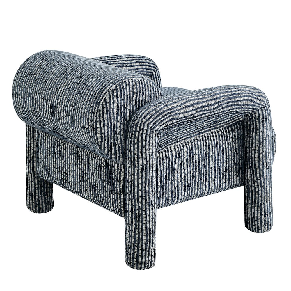 Quill Patterned Woven Fabric Accent Chair - Navy