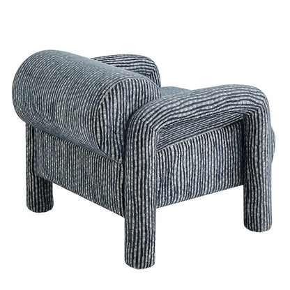 Quill Patterned Woven Fabric Accent Chair - Navy