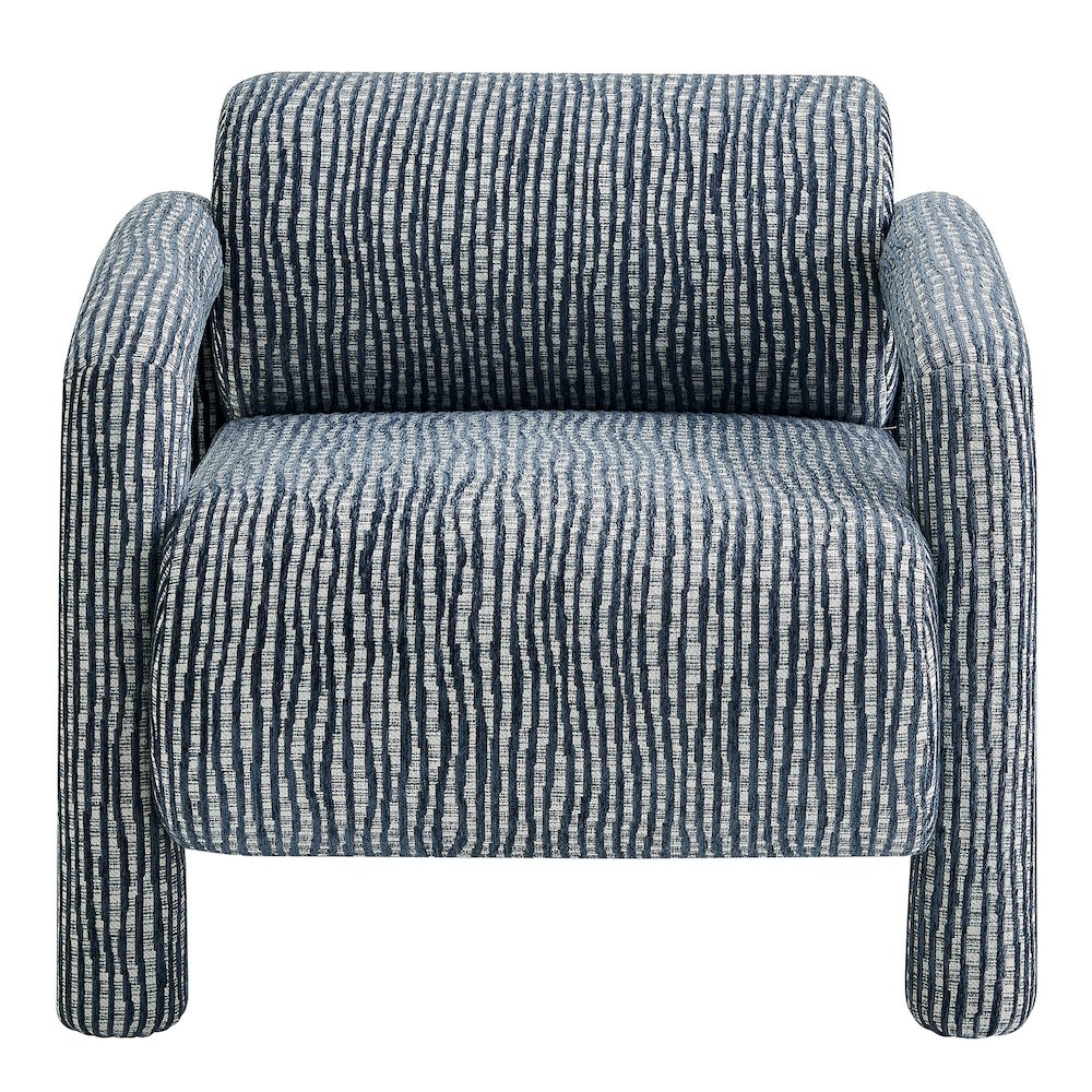 Quill Patterned Woven Fabric Accent Chair - Navy