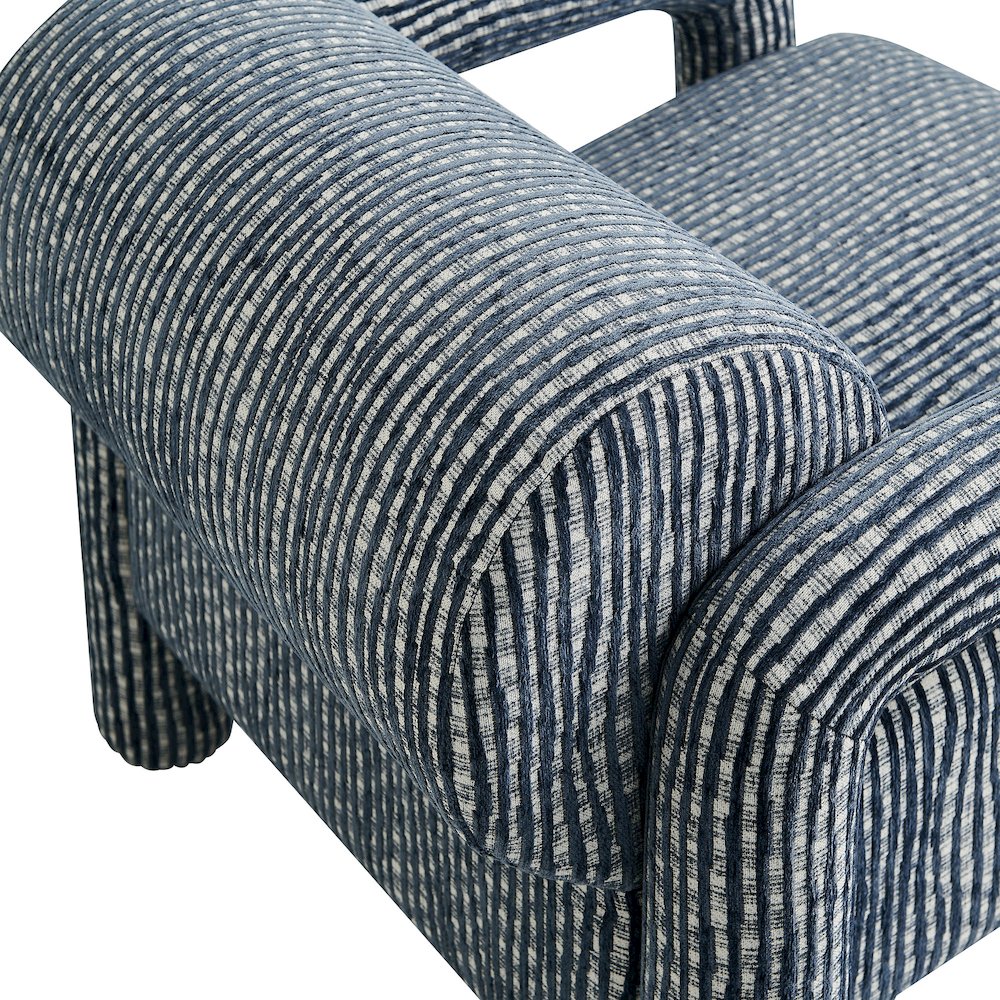 Quill Patterned Woven Fabric Accent Chair - Navy
