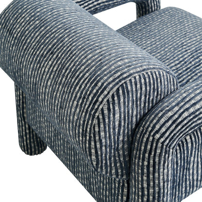 Quill Patterned Woven Fabric Accent Chair - Navy