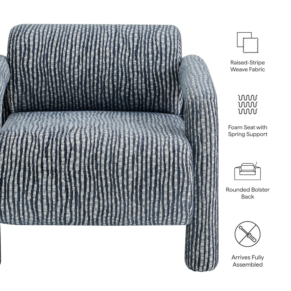 Quill Patterned Woven Fabric Accent Chair - Navy