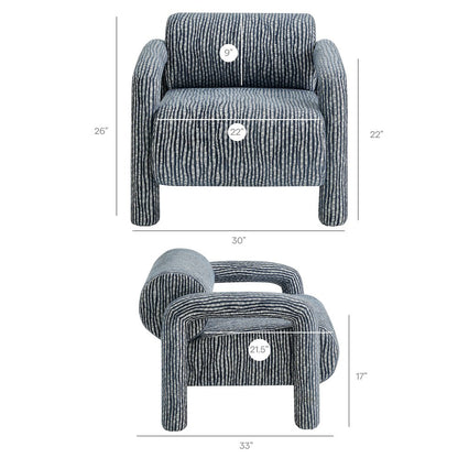 Quill Patterned Woven Fabric Accent Chair - Navy