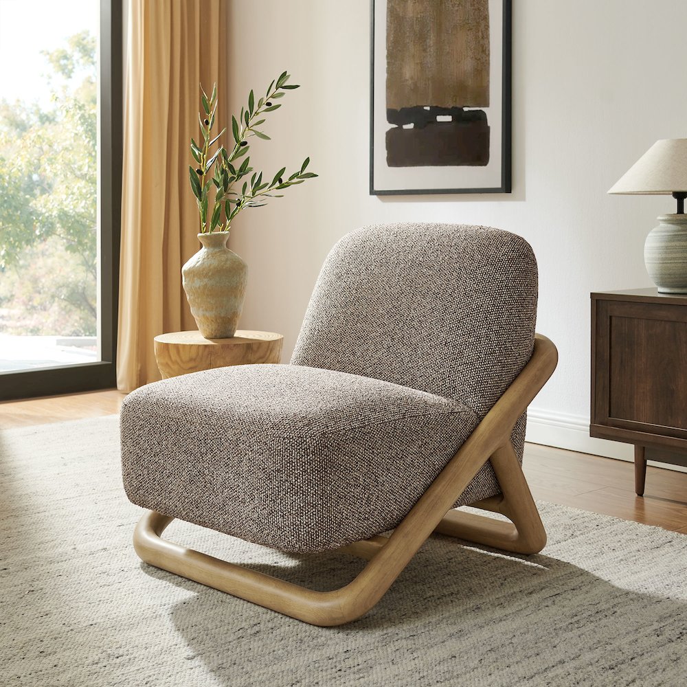 Vander Textured Fabric Accent Chair - Chestnut Earth