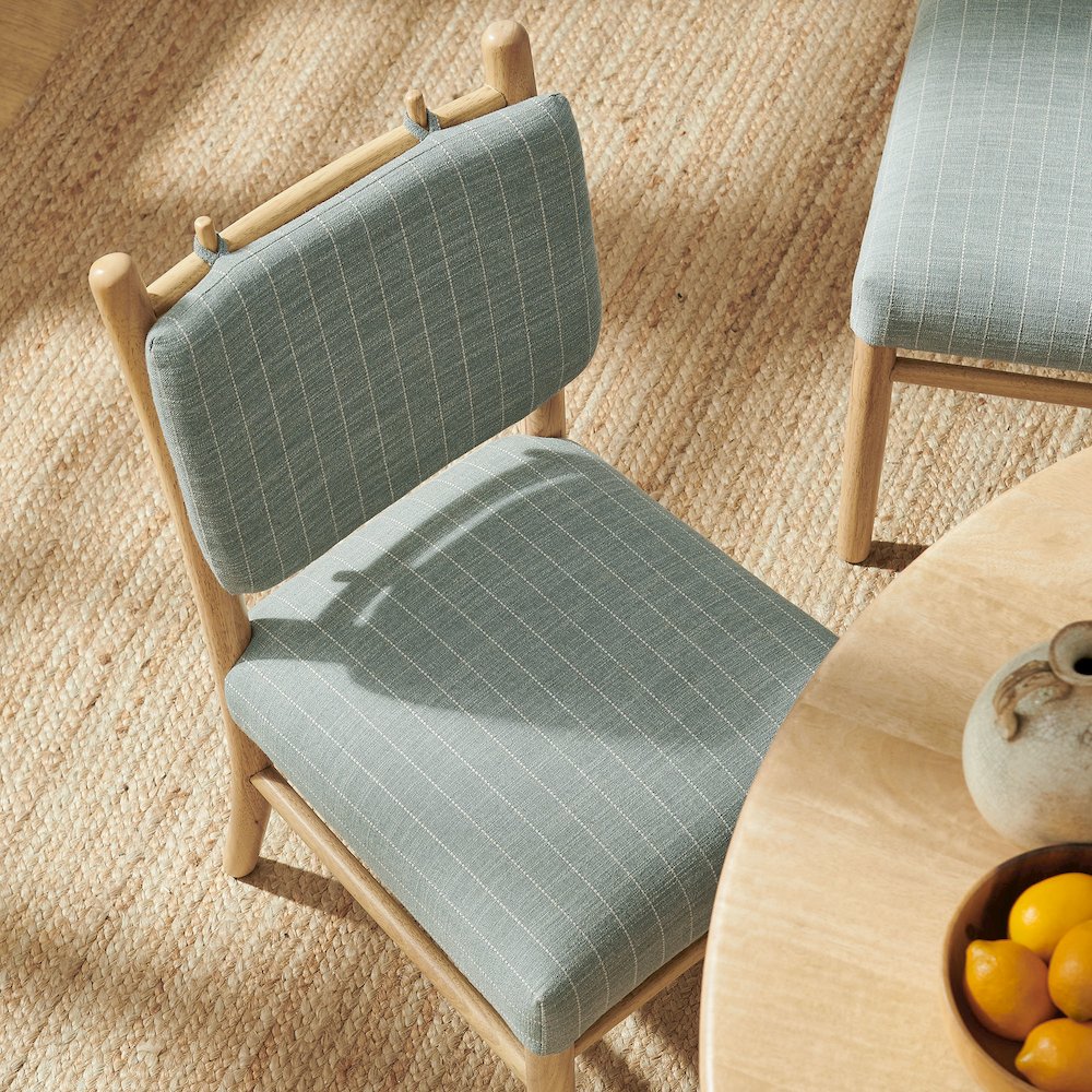 Mauden Striped Dining Side Chairs Set of 2 - Spa Blue Stripe