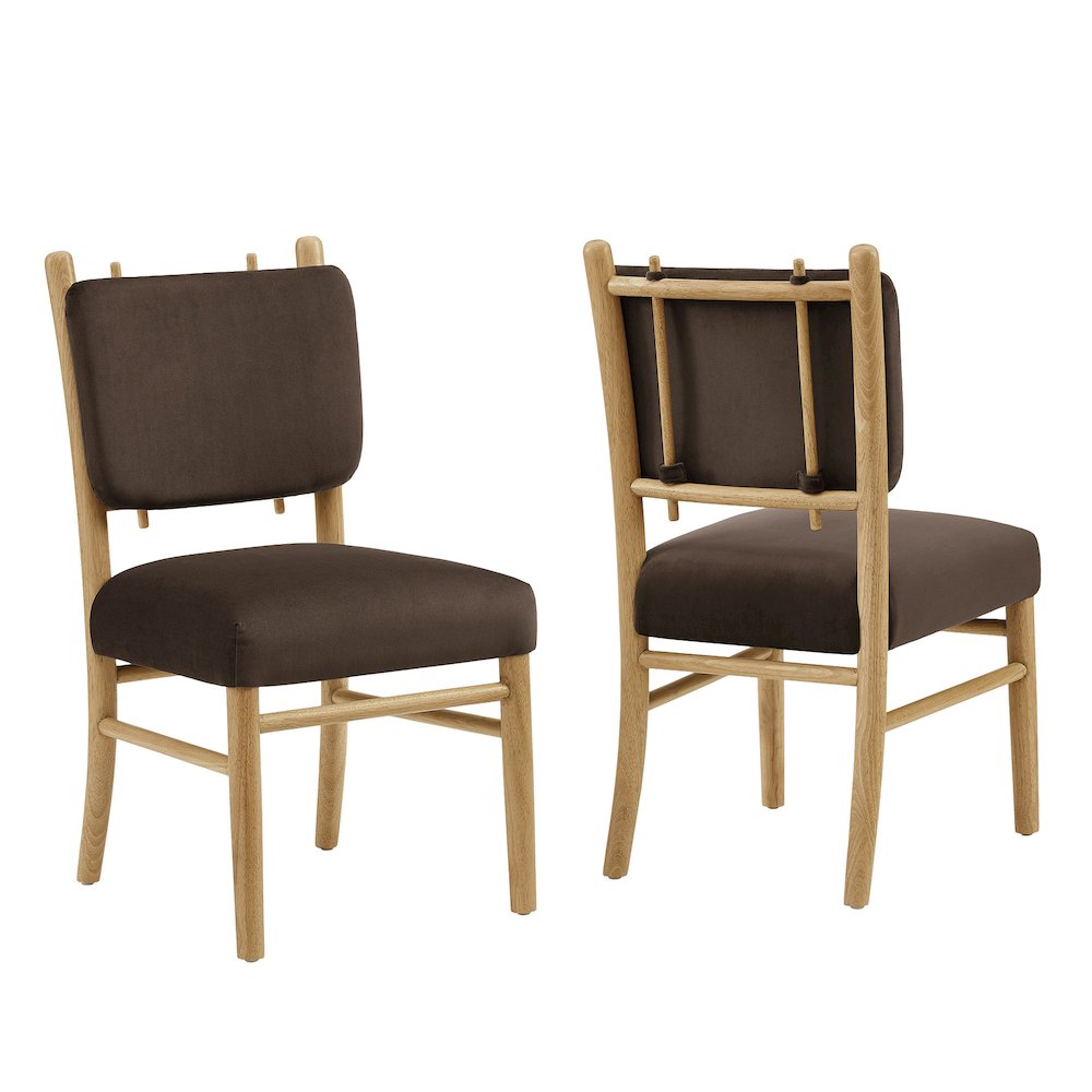 Mauden Performance Velvet Dining Side Chairs Set of 2 - Chocolate Brown