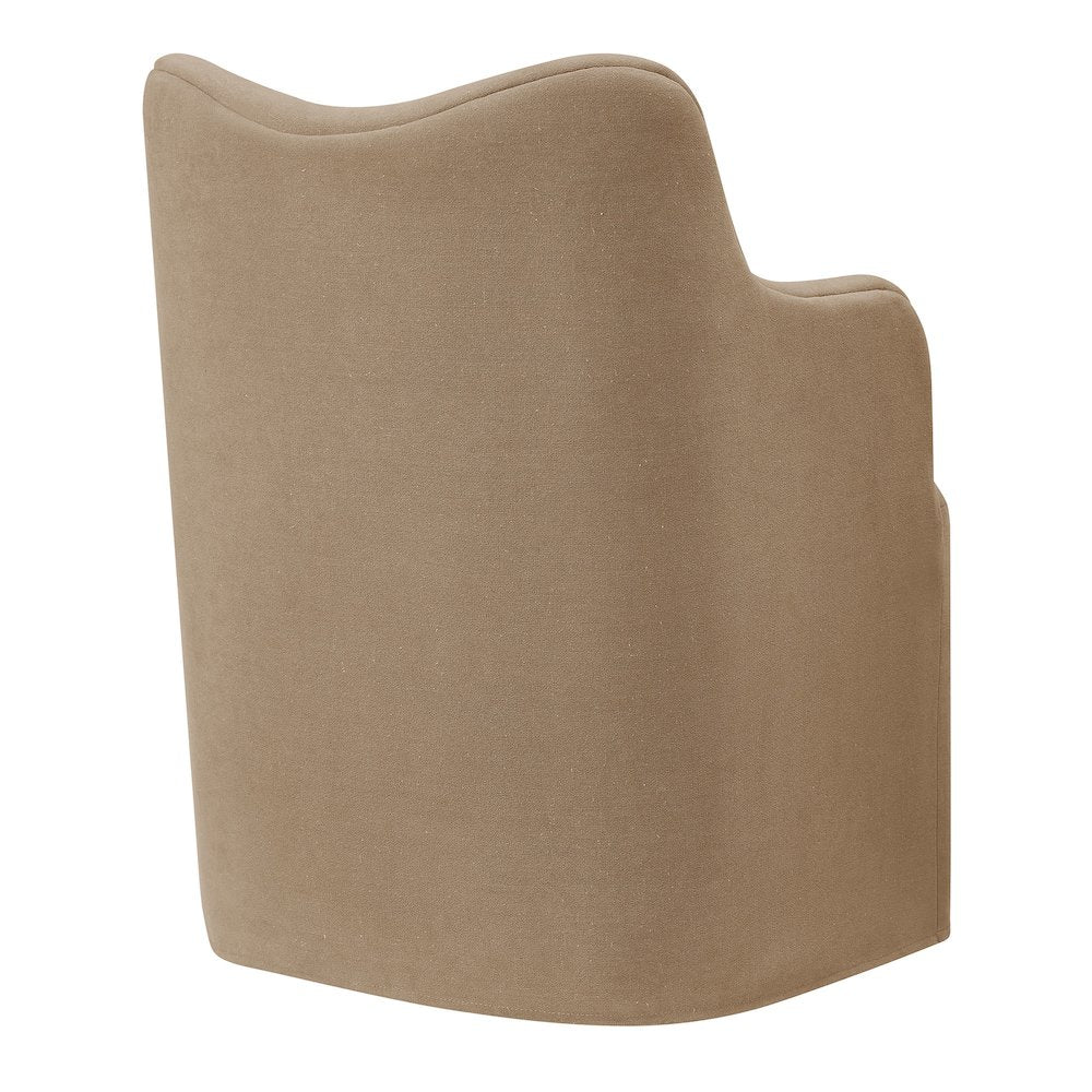 Cordelle Linen Blend Swivel Dining Chair - Almond